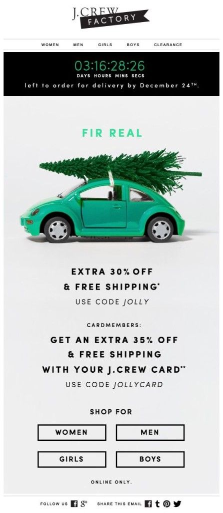 праздничная рассылка J.Crew