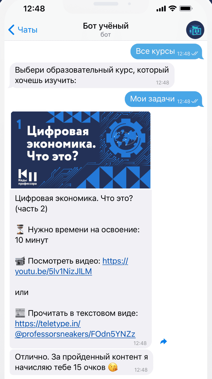пример чат-бота для образования