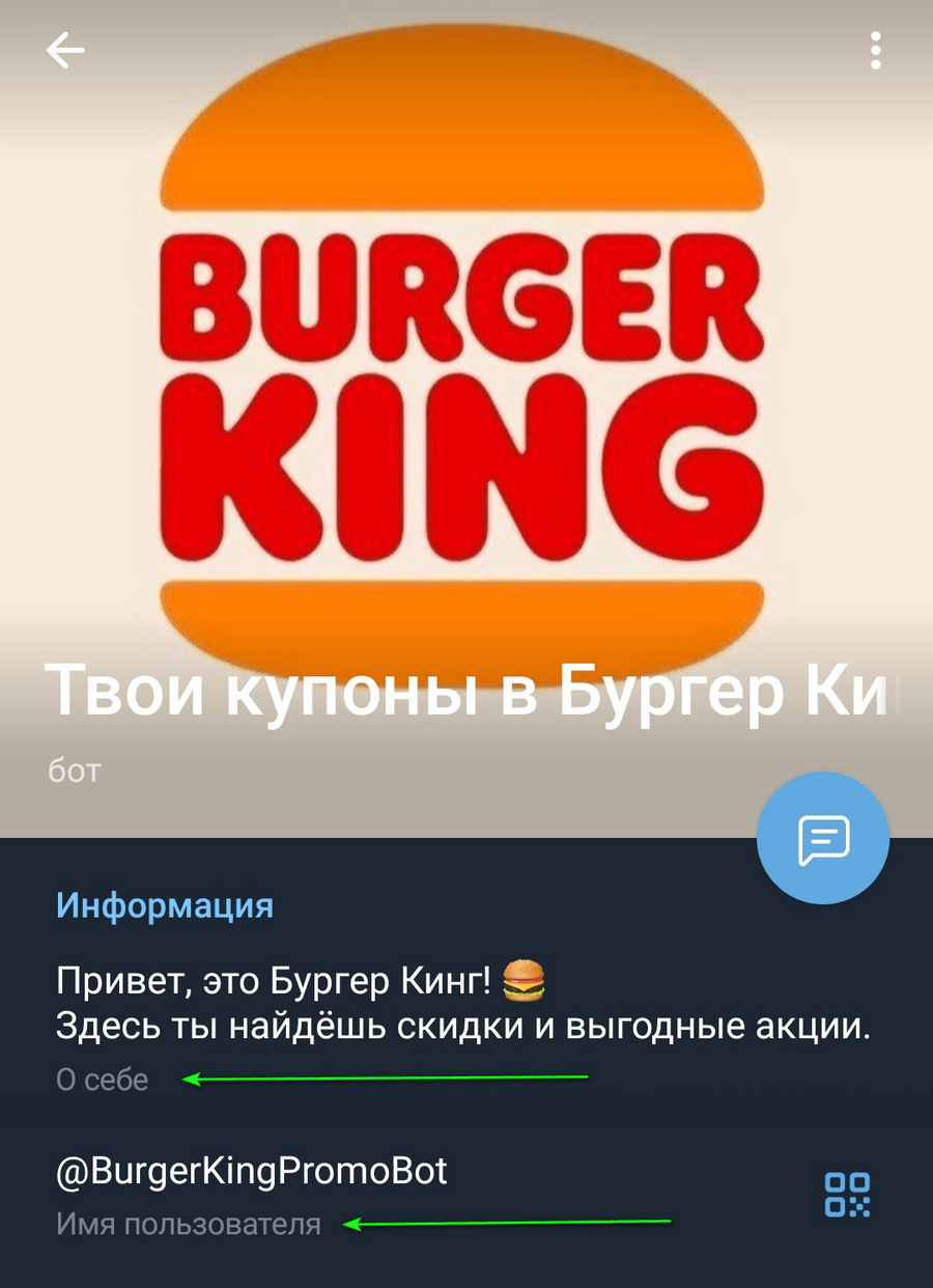 описание профиля телеграм-бота