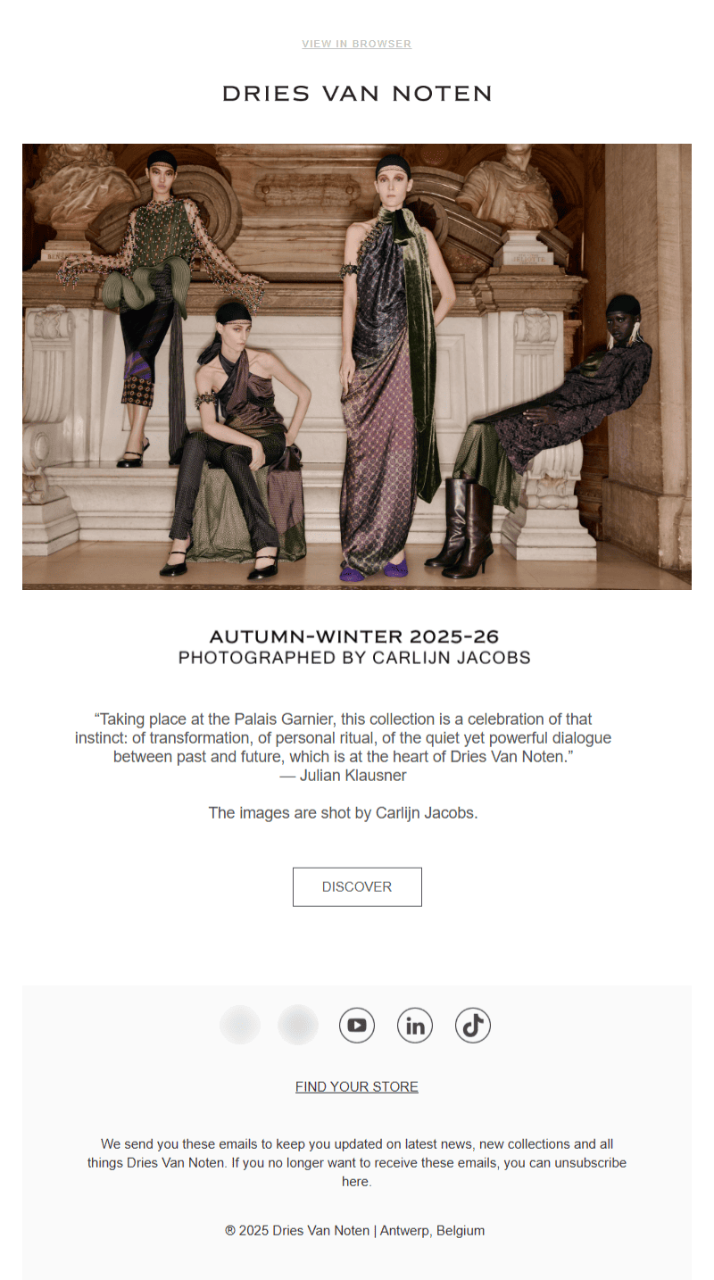 пример рассылки с анонсом коллекции