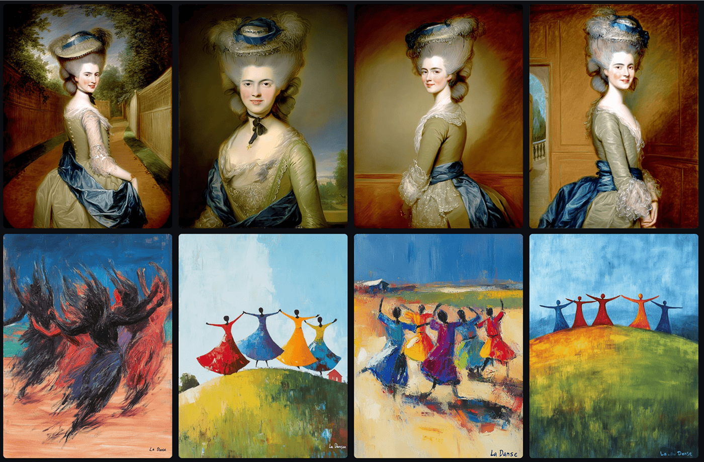 примеры генераций Midjourney на основе картин Эрмитажа