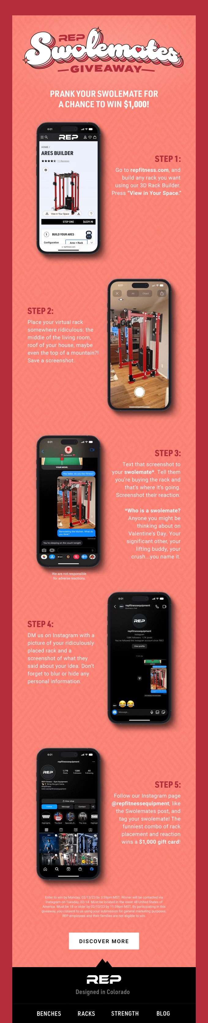 пример рассылки REP Fitness ко Дню всех влюблённых