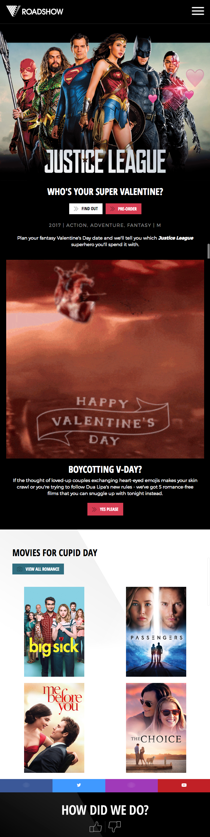 пример рассылки Roadshow ко Дню всех влюблённых