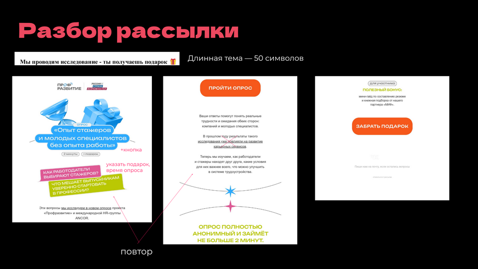 разбор рассылки на консультации по емейл-маркетингу